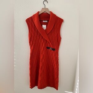 Calvin Klein Vibrant Orange Knit Sweater Dress NWT